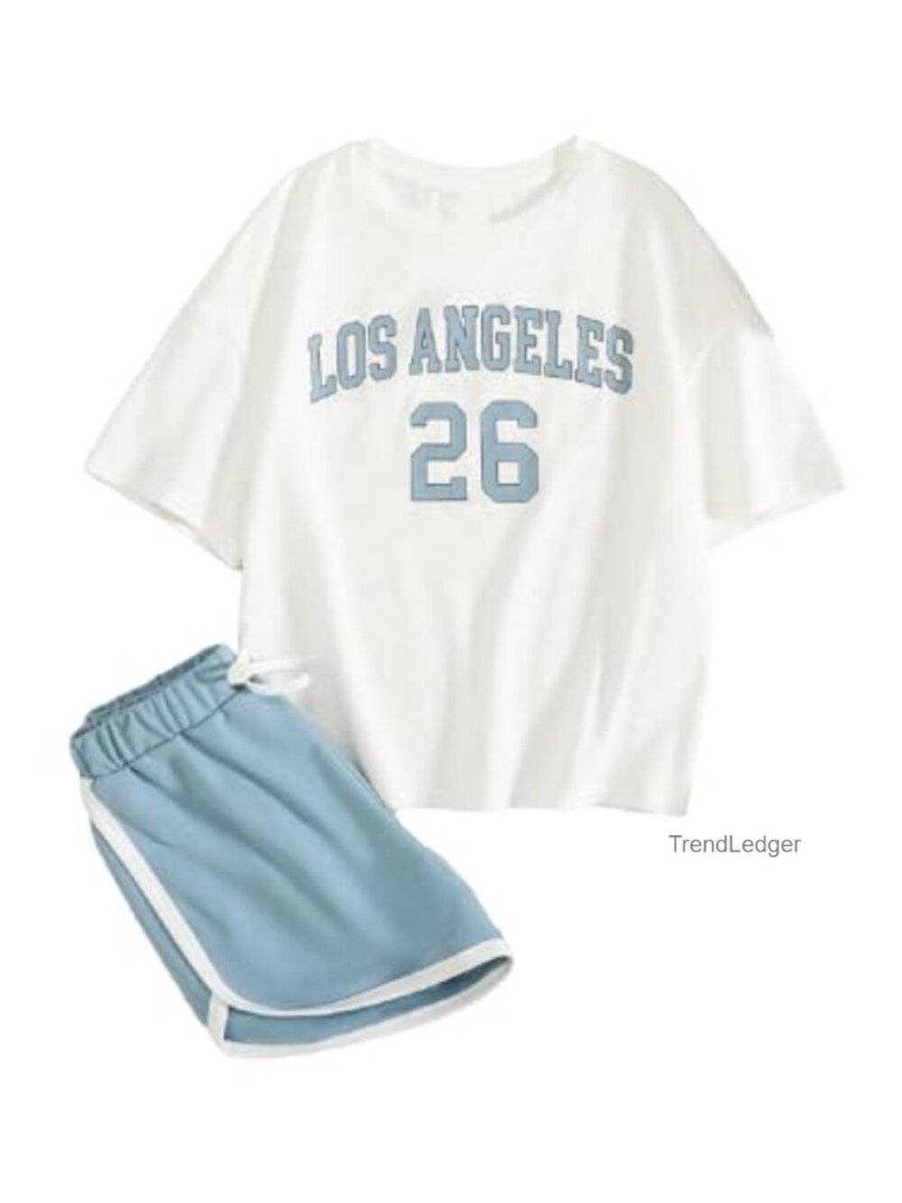 Girls 2 Piece Tee & Track Shorts Set Letter Print Short Sleeve Outfit
